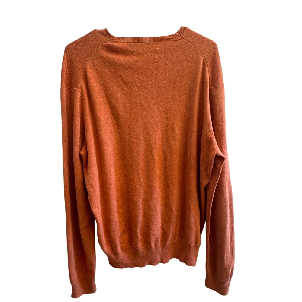 Polo Ralph Lauren Mens Large Orange V-Neck Sweater 100% Pima Cotton Pony Logo - Picture 6 of 6